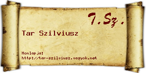 Tar Szilviusz névjegykártya